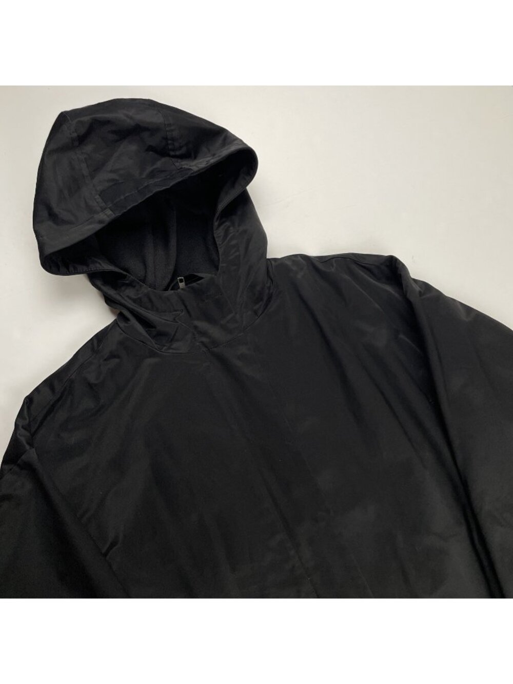 Eileen Fisher Fleece Lined Rain Jacket Women’s XS Black Full Zip Snap Hooded